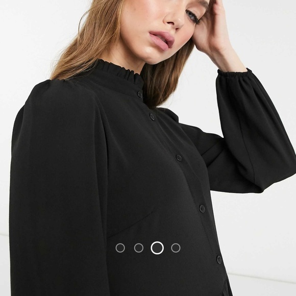ASOS long sleeve button front mini smock dress - Picture 3 of 4